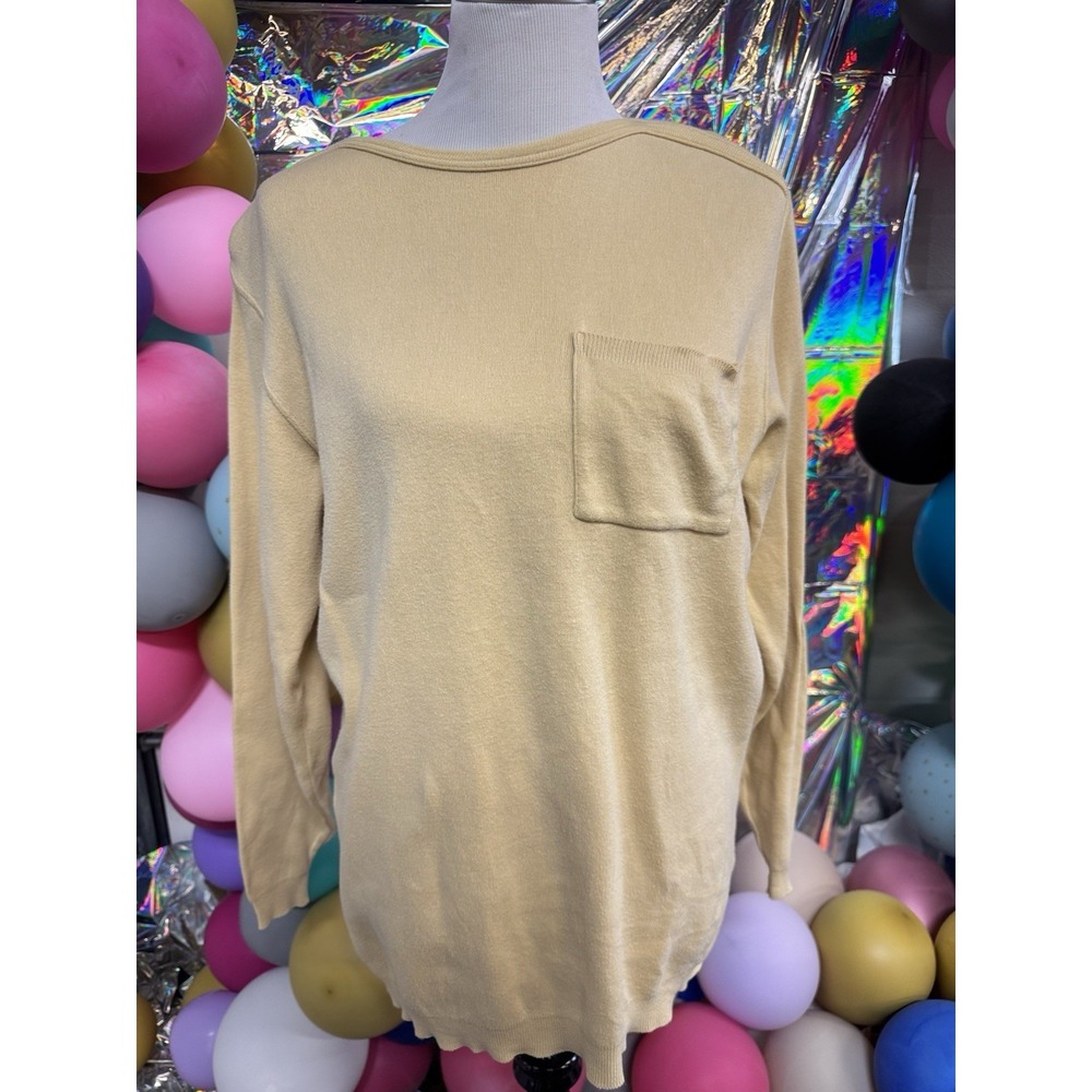 Vintage Lizwear Mustard Yellow Long Sleeve Top Women's Small‎ 100% Cotton